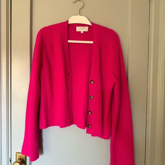 La Ligne Mini Toujours Cashmere Cardigan in Hot Pink | Size L - Picture 2 of 5